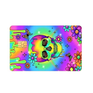 Kleurrijke Pinpas Sticker – Hippie Skull Design met Felle Kleuren