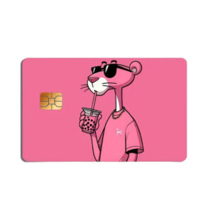 Roze Pinpas Sticker – Pink Panther Bubble Tea Design