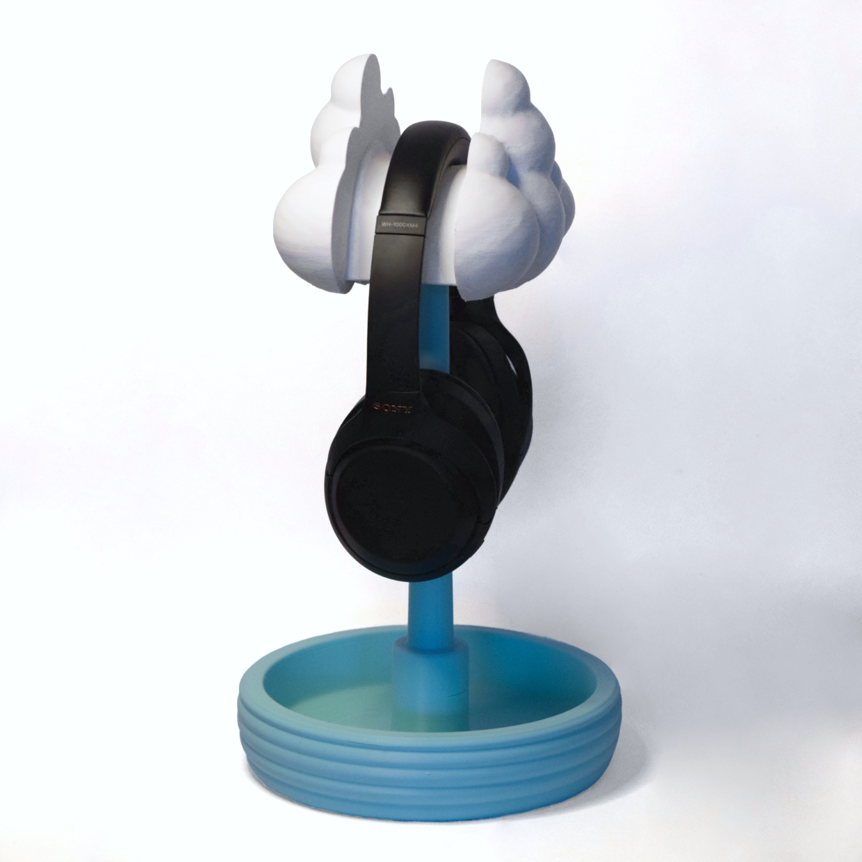 Cozy Witte Wolk Hoofdtelefoon Standaard met Opbergkommetje - Afbeelding 3