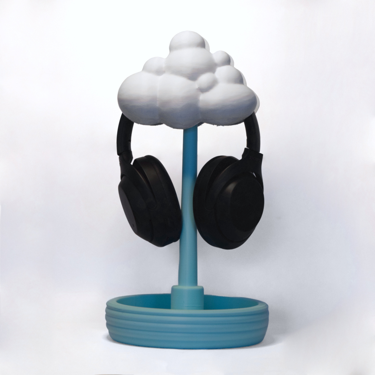 Cozy Witte Wolk Hoofdtelefoon Standaard met Opbergkommetje